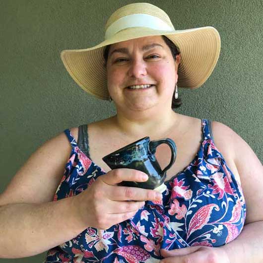 Bonnie-student with her mug